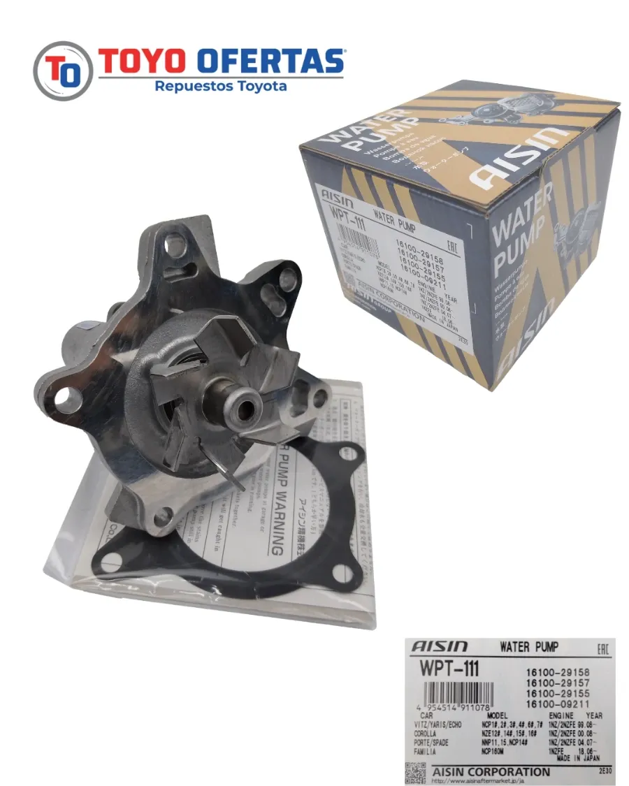 WPT-111 Bomba De Agua Toyota Yaris 13l15l 9912