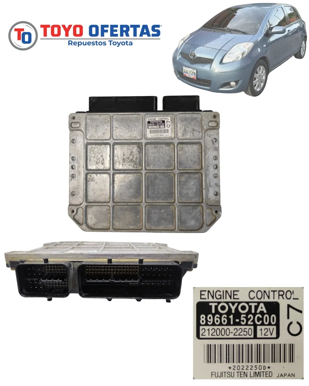 89661-52C00 COMPUTADORA TOYOTA YARIS 1.3 AUTOMATICO 2006-2009 USADO EN BUEN ESTADO