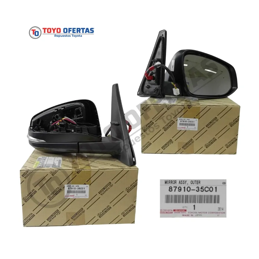 87910-35C01 Retrovisor Con Luz, Derecho. 4runner 09-14 Negro